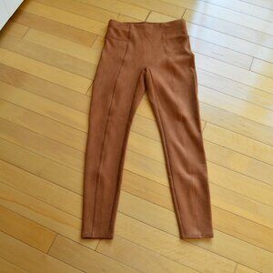 Spanx Leggings Womens Medium Faux Suede Rich Caramel Athleisure Modern